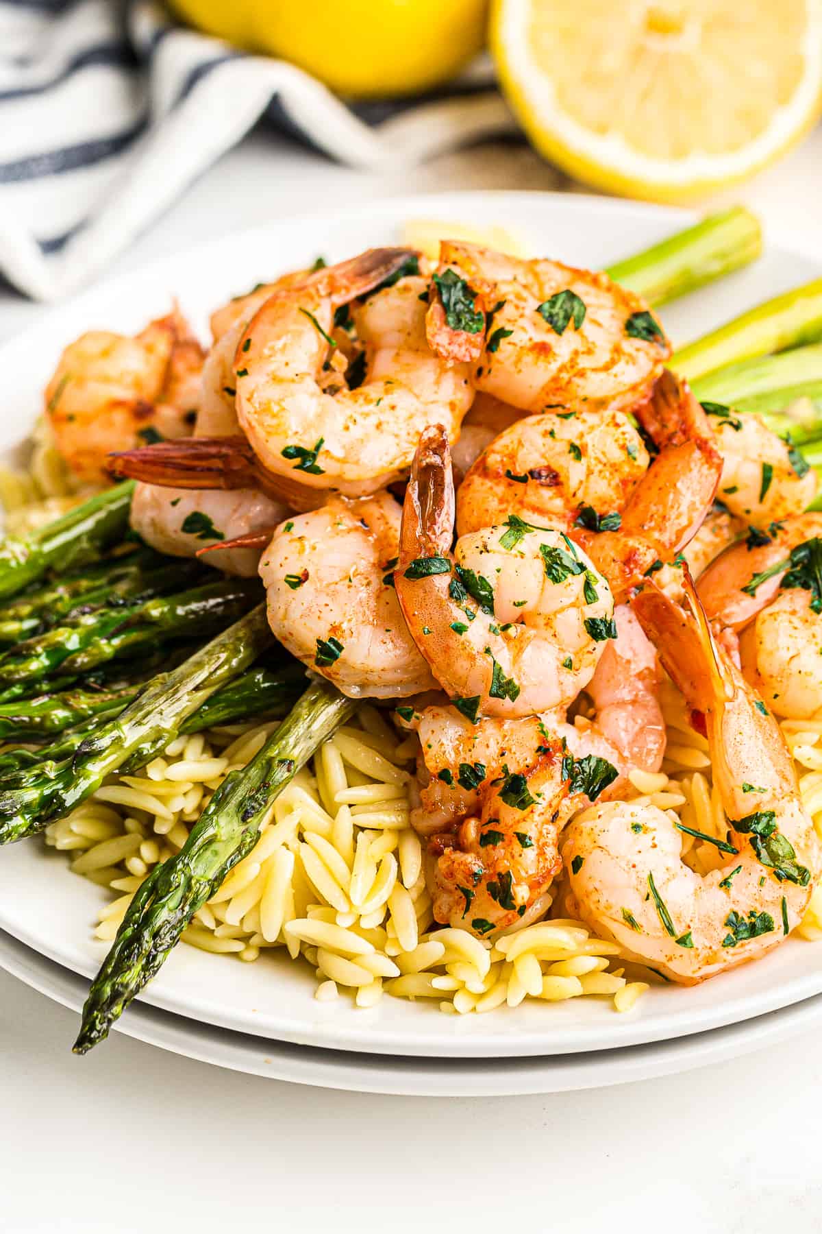 shrimp and asparagus over rice