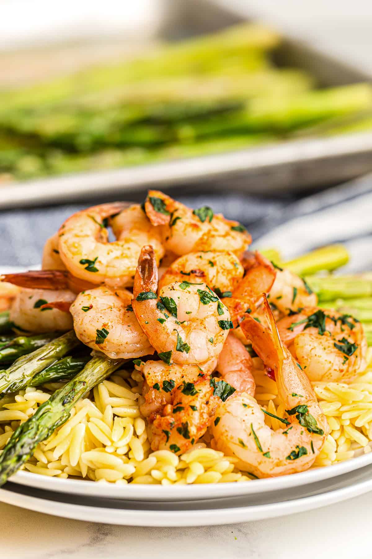 shrimp and asparagus over rice