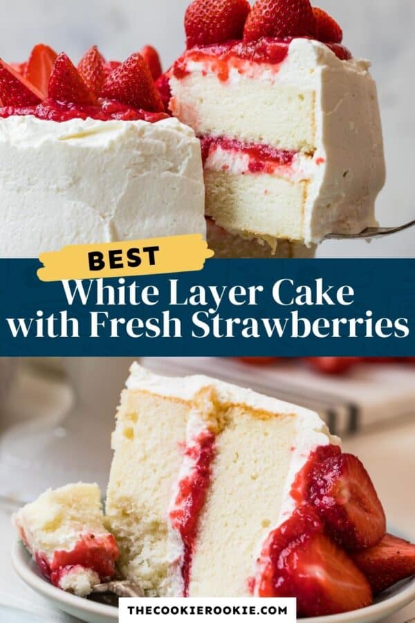 white layer cake with strawberry filling pinterest