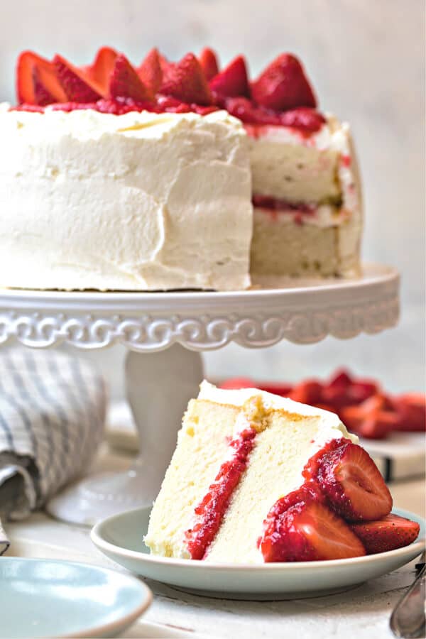 white cake with strawberry filling