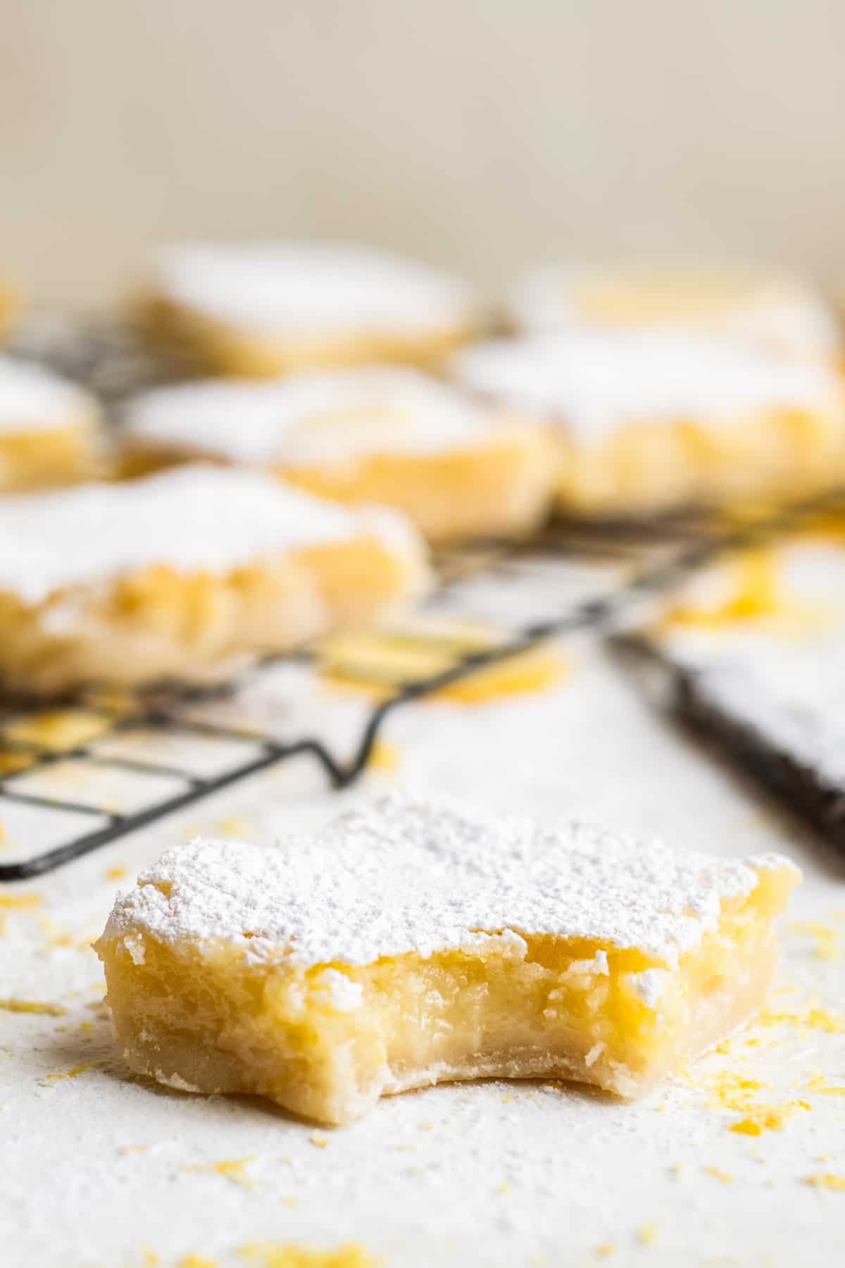 lemon bar with bite out of it
