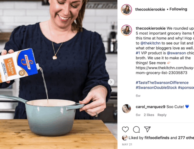 a woman is pouring something into a pot on an instagram post.
