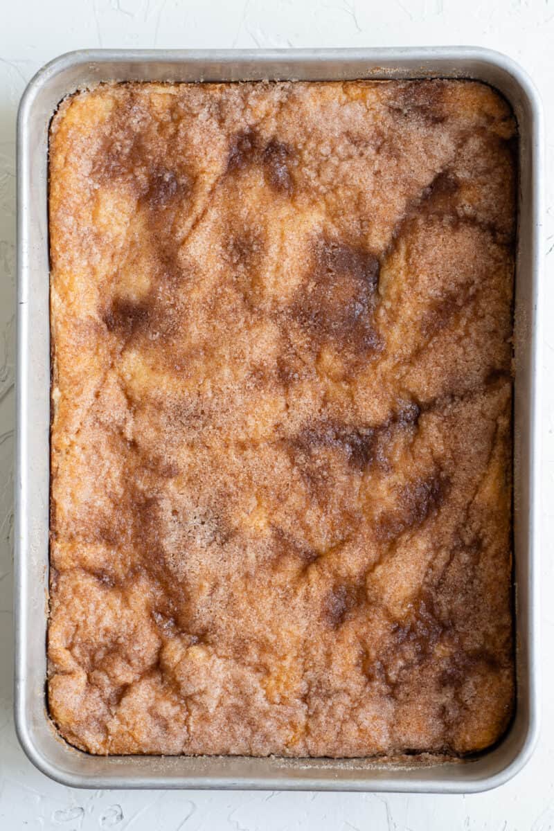 sopapilla cheesecake in baking pan
