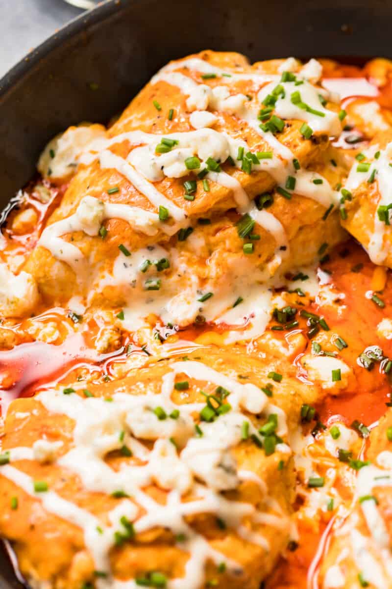 skillet buffalo stuffed chicken with sauce