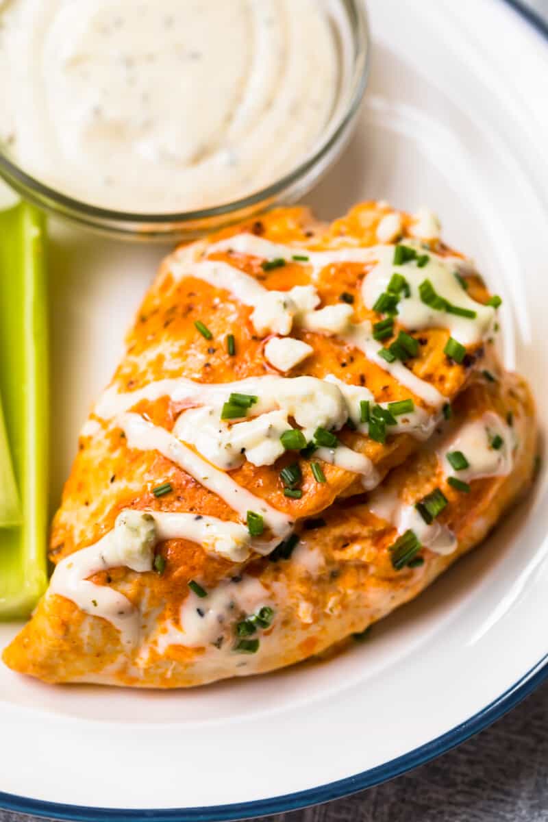 up close image of buffalo stuffed chicken breast