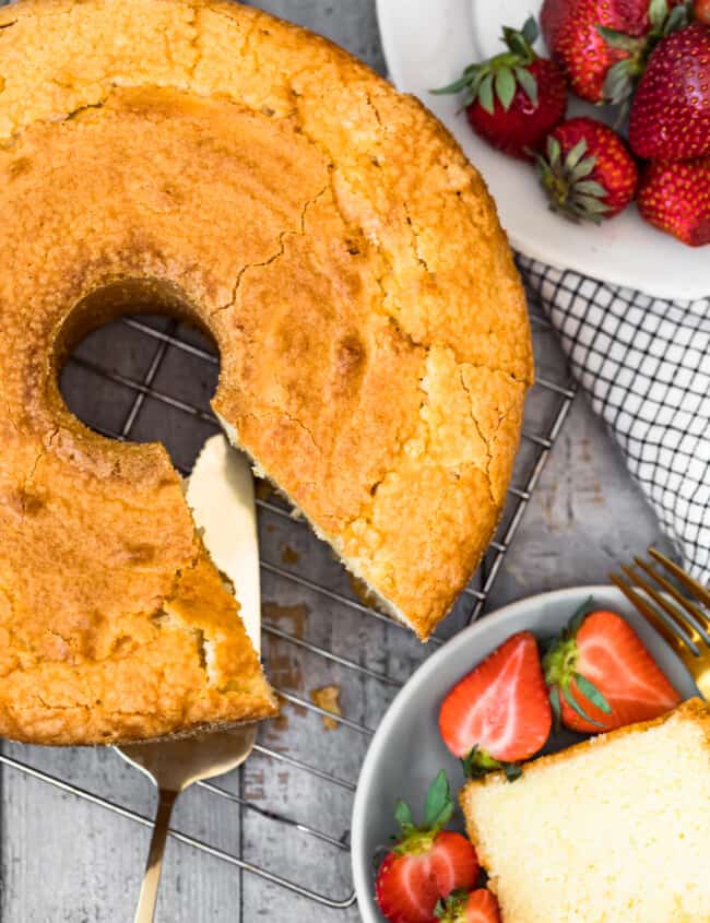 overhead image of pound cake