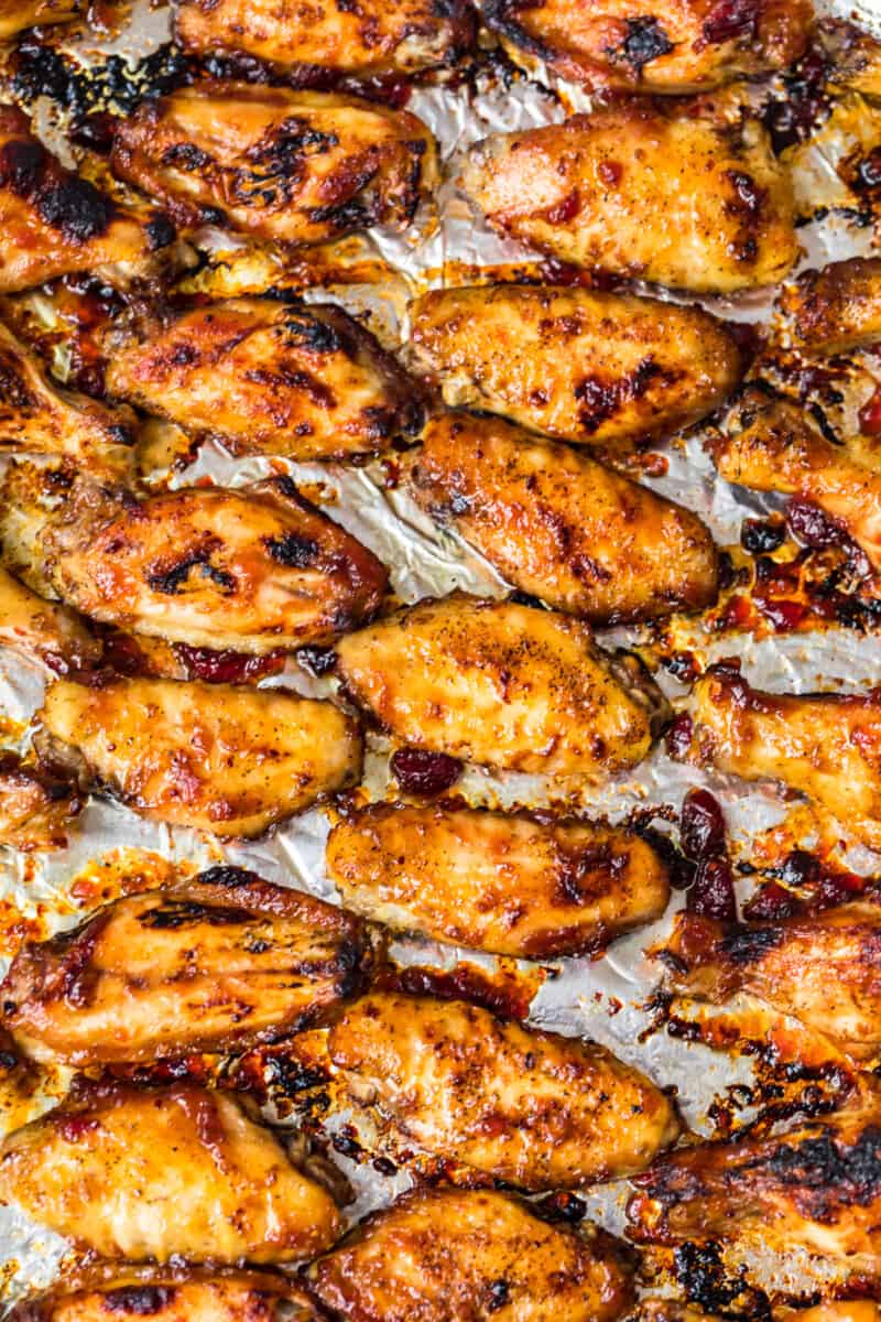 sheet pan with cranberry chicken wings