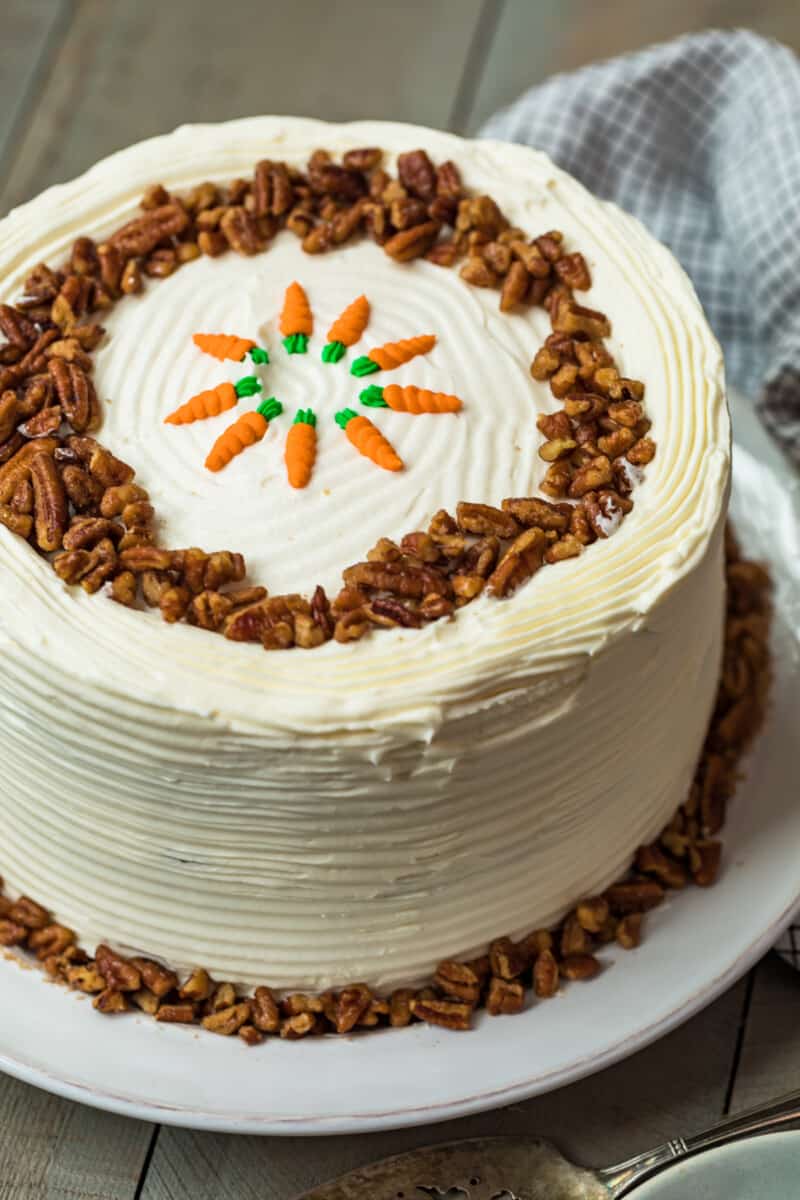 homemade carrot cake with simple decoration