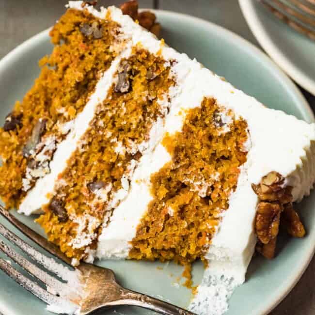 slice of carrot cake on plate