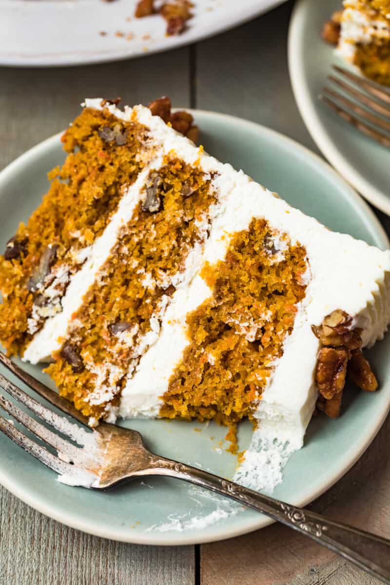 slice of carrot cake on plate