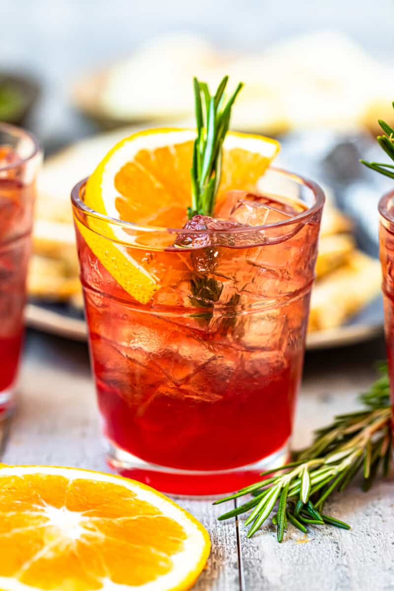 orange cranberry bourbon smash up close