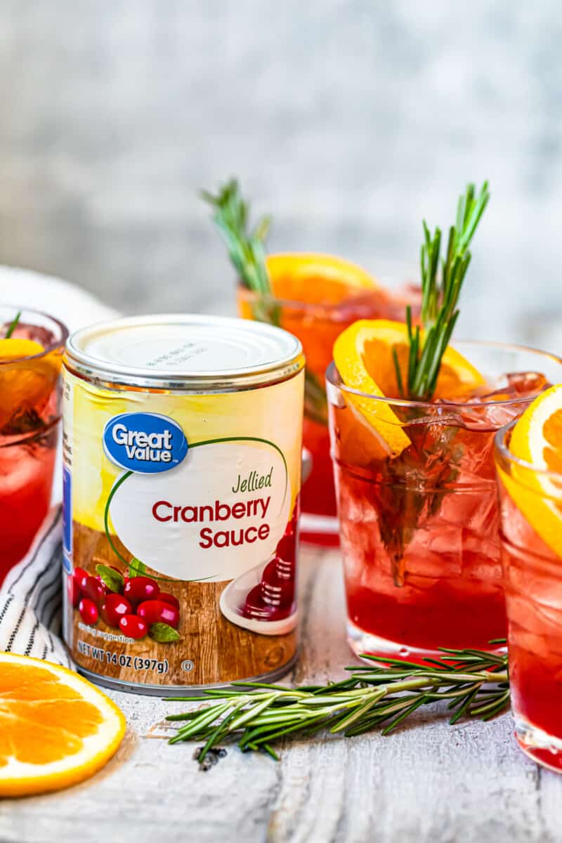 cranberry bourbon smash made with cranberry sauce