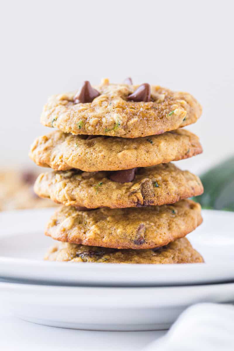 stacked zucchini chocolate chip cookies