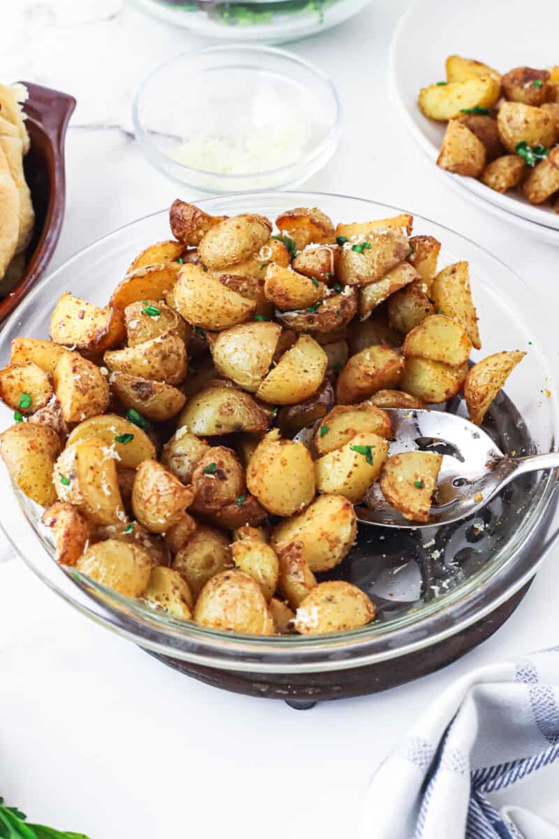 spoon in air fryer potatoes
