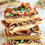 christmas crack, cracker toffee, stacked