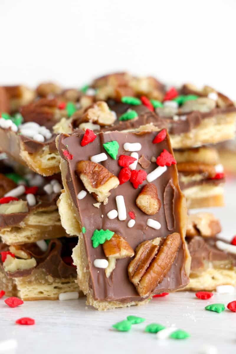 side shot of christmas crack stacked