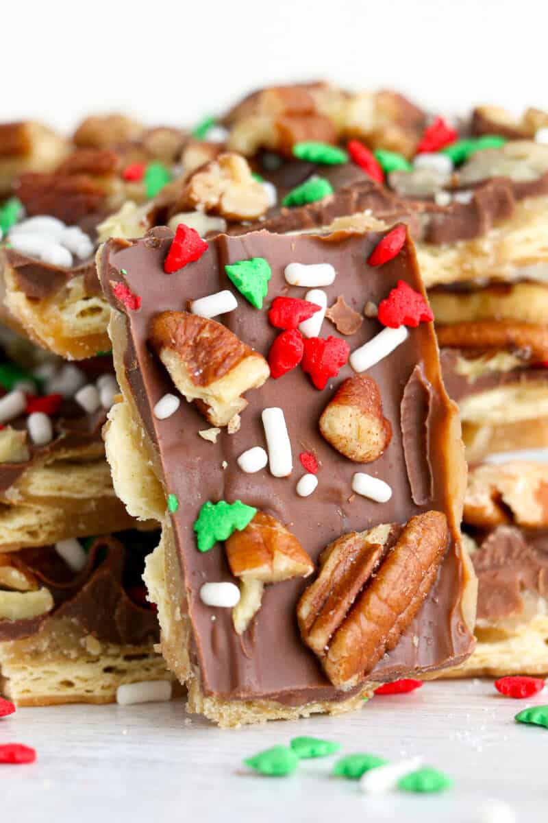 side shot of christmas crack stacked
