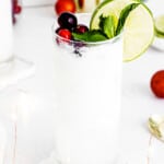 coconut mojito with cranberries