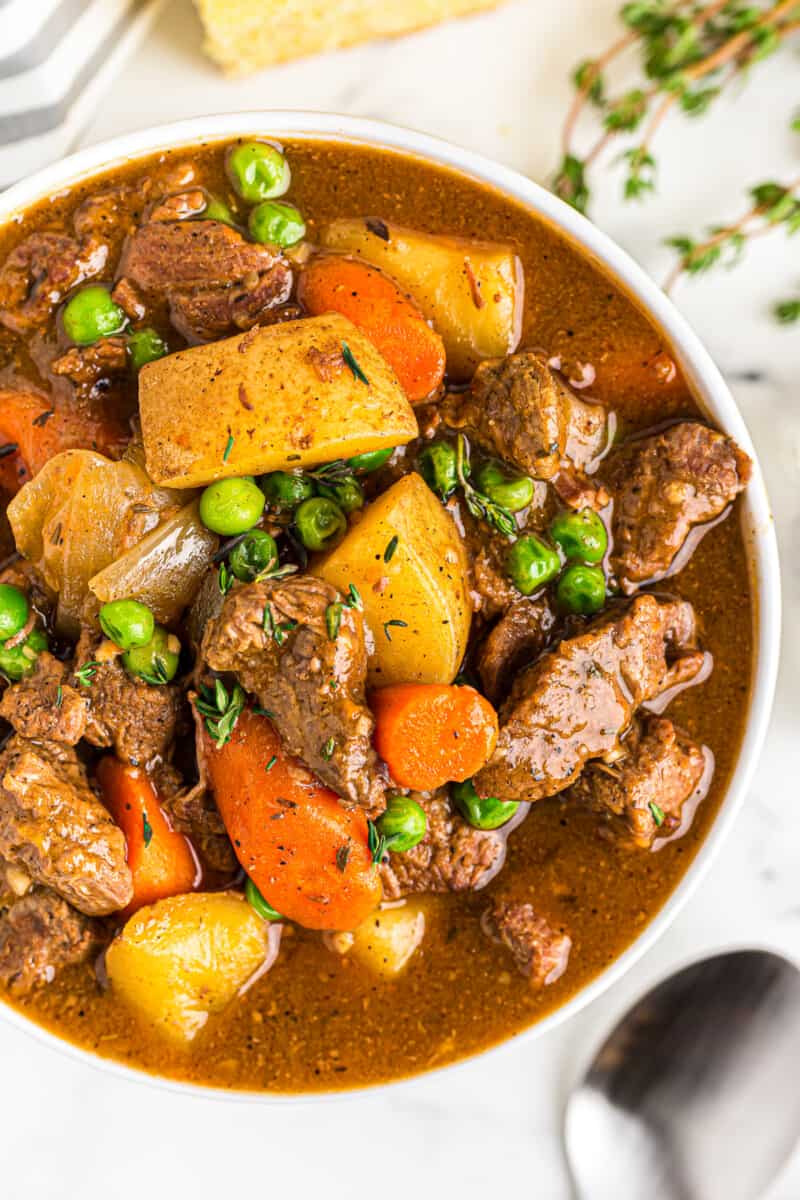 up close image of crockpot beef stew