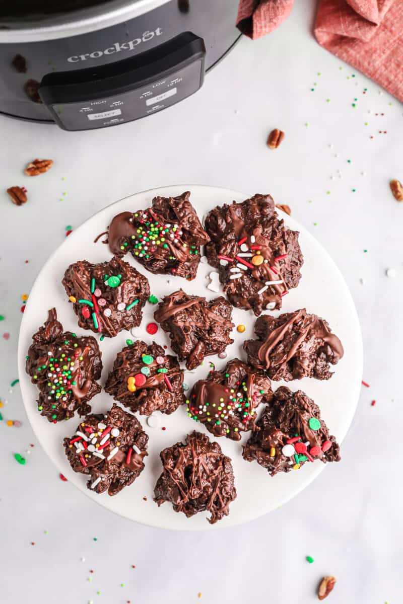 crockpot candy on white plate