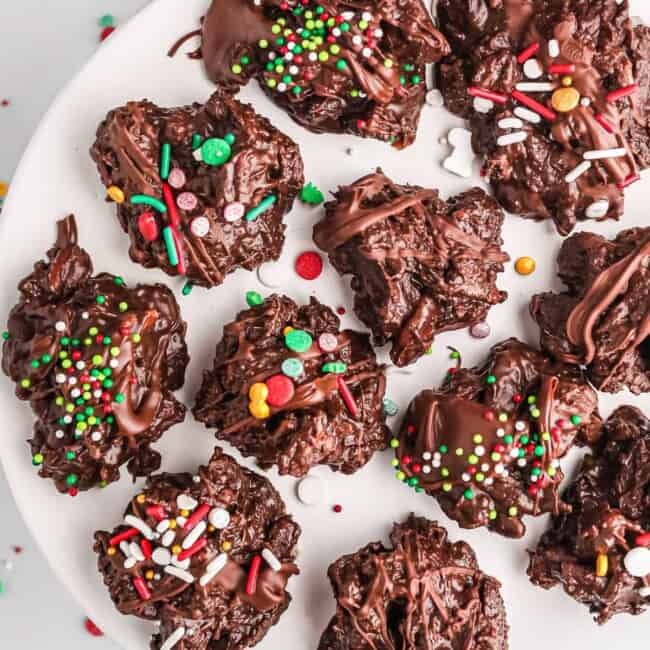 crockpot candy on white plate