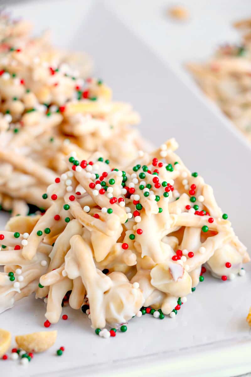 christmas haystacks on parchment