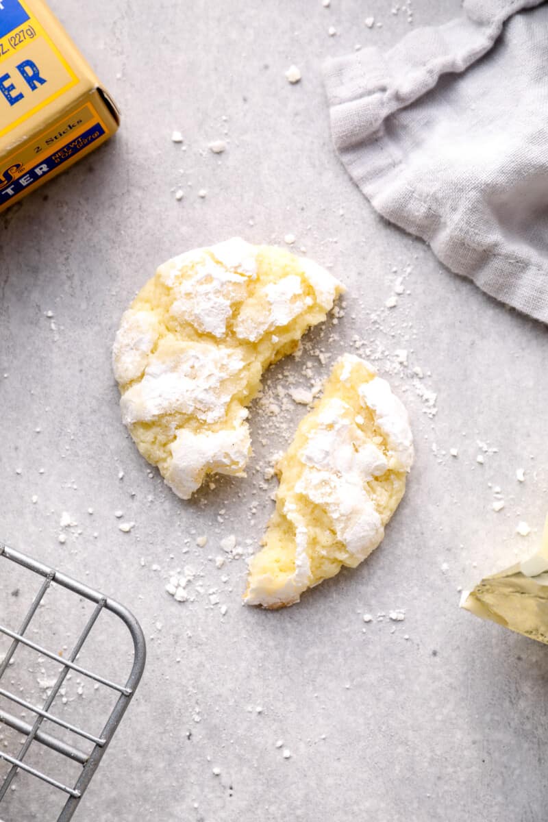 gooey butter cookie broken in half