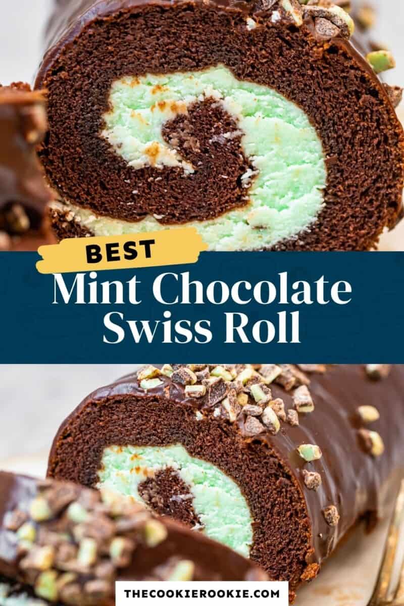 mint chocolate swiss roll pinterest collage