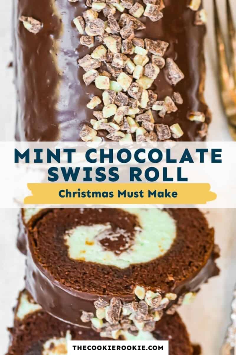 mint chocolate swiss roll pinterest collage