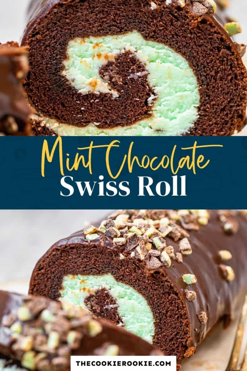 mint chocolate swiss roll pinterest collage