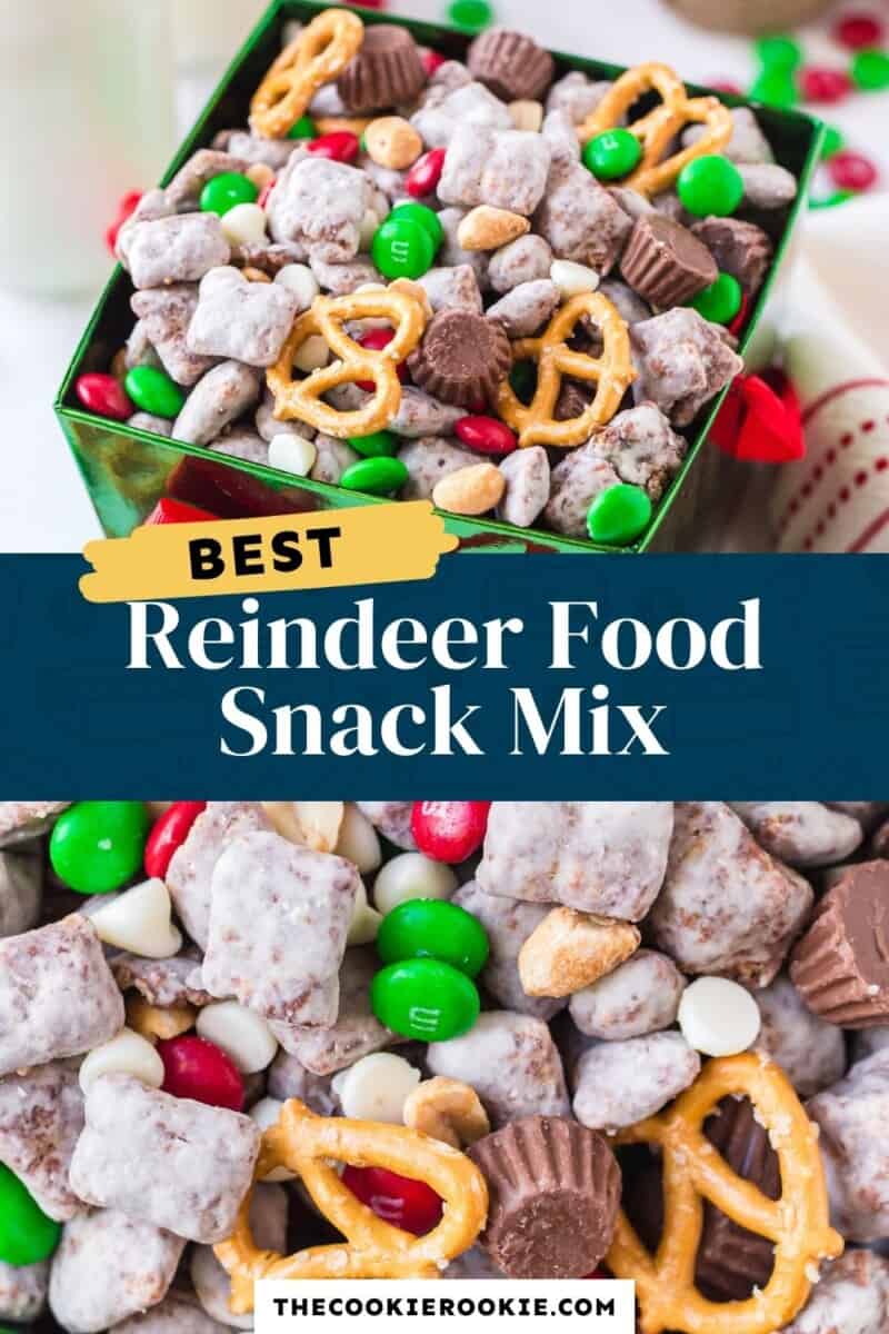 reindeer food snack mix pinterest collage