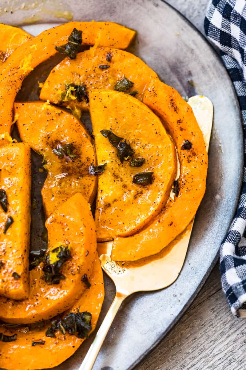 serving spoon with roasted butternut squash
