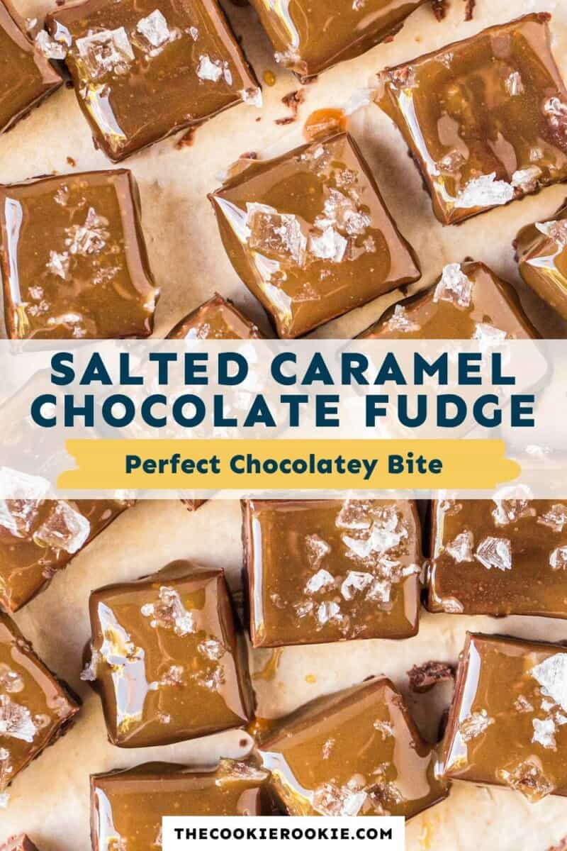 salted caramel chocolate fudge pinterest collage