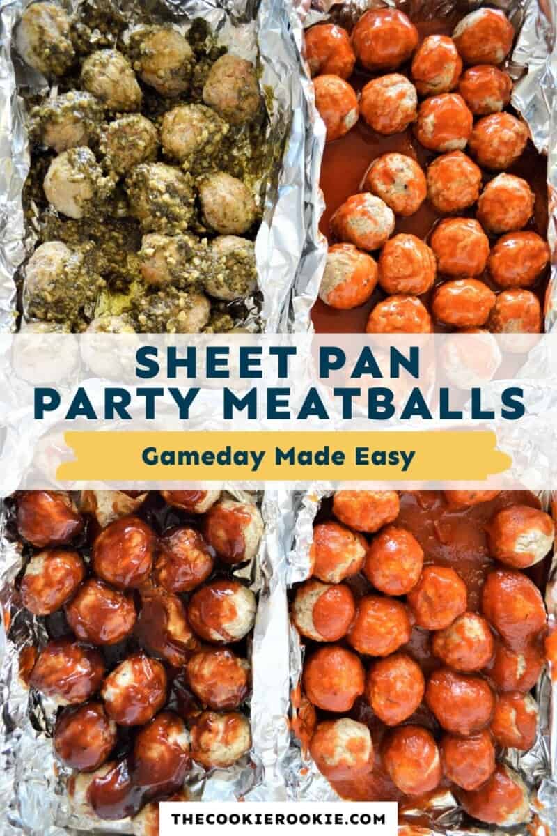 sheet pan party meatballs pinterest collage