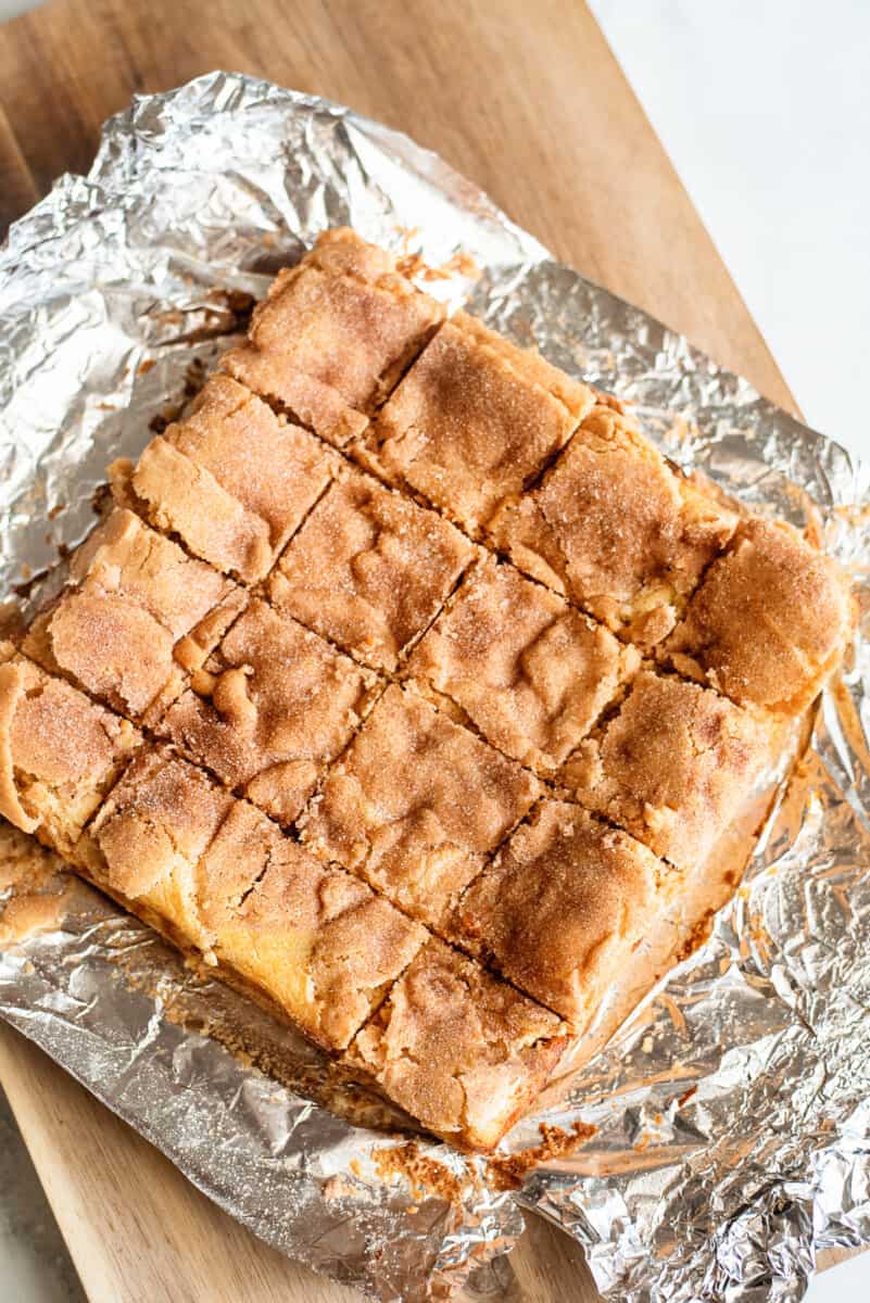 cut snickerdoodle cheesecake bars