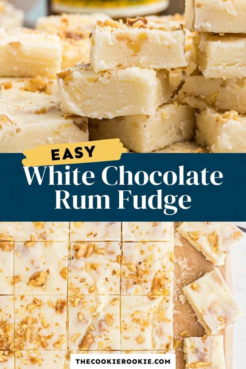 white chocolate rum fudge pinterest collage