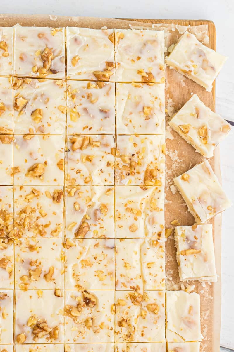 sliced white chocolate rum fudge