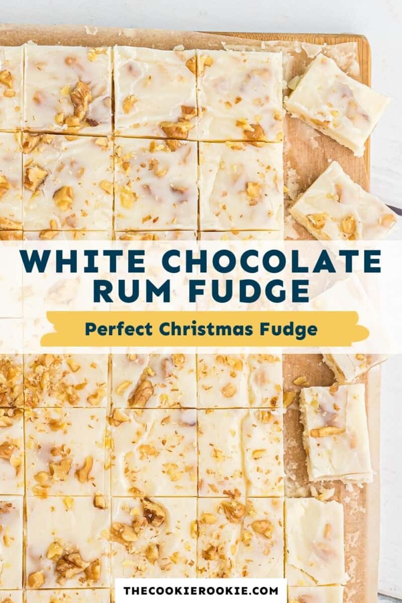 white chocolate rum fudge pinterest collage