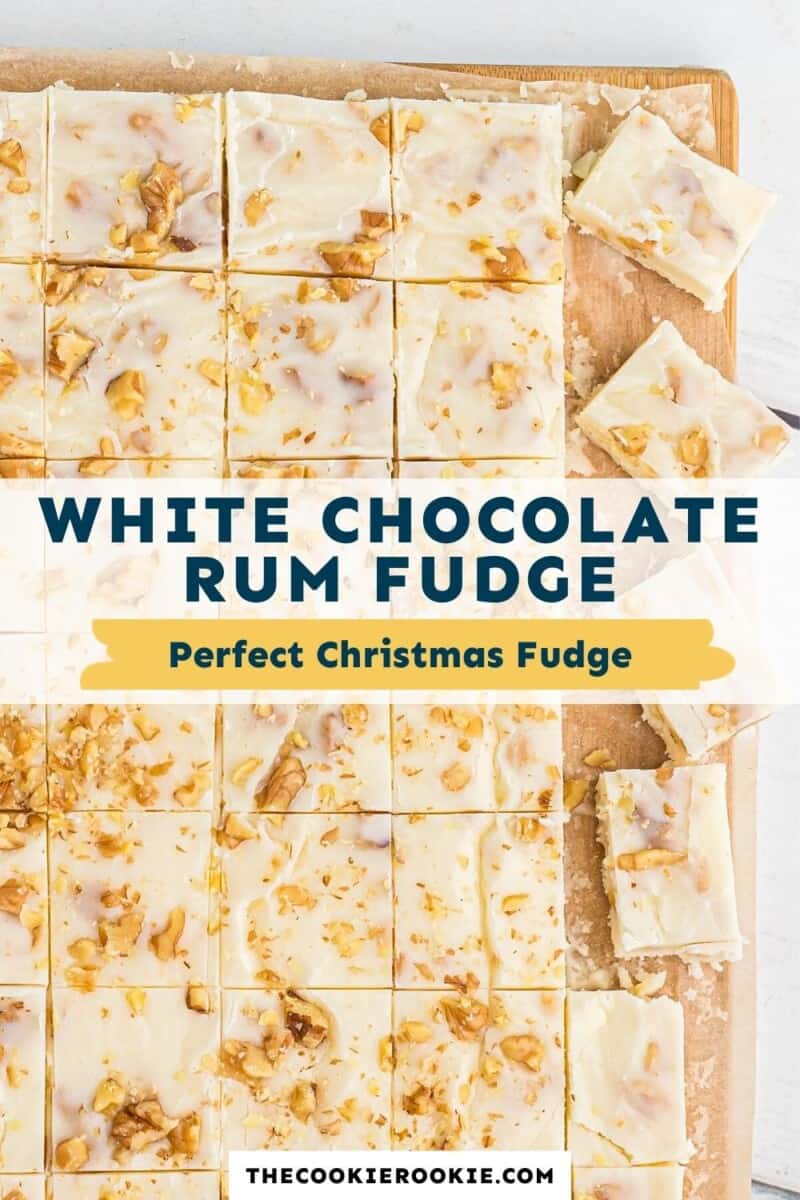 white chocolate rum fudge pinterest collage