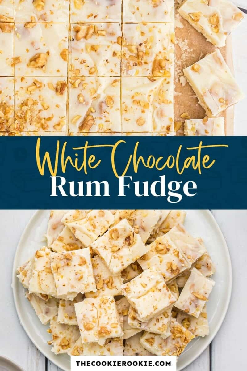 white chocolate rum fudge pinterest collage