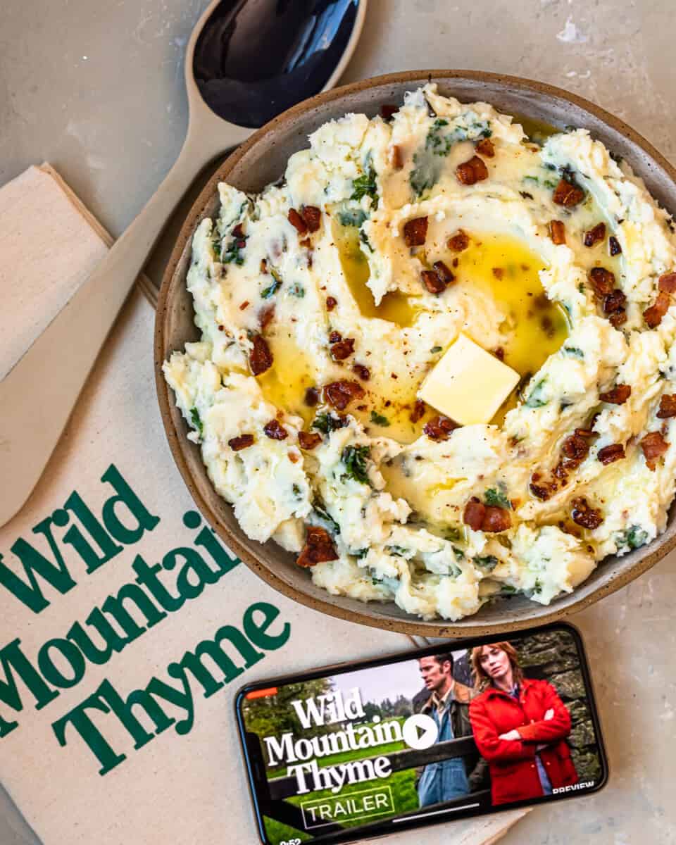 colcannon potatoes next to wild mountain thyme napkin