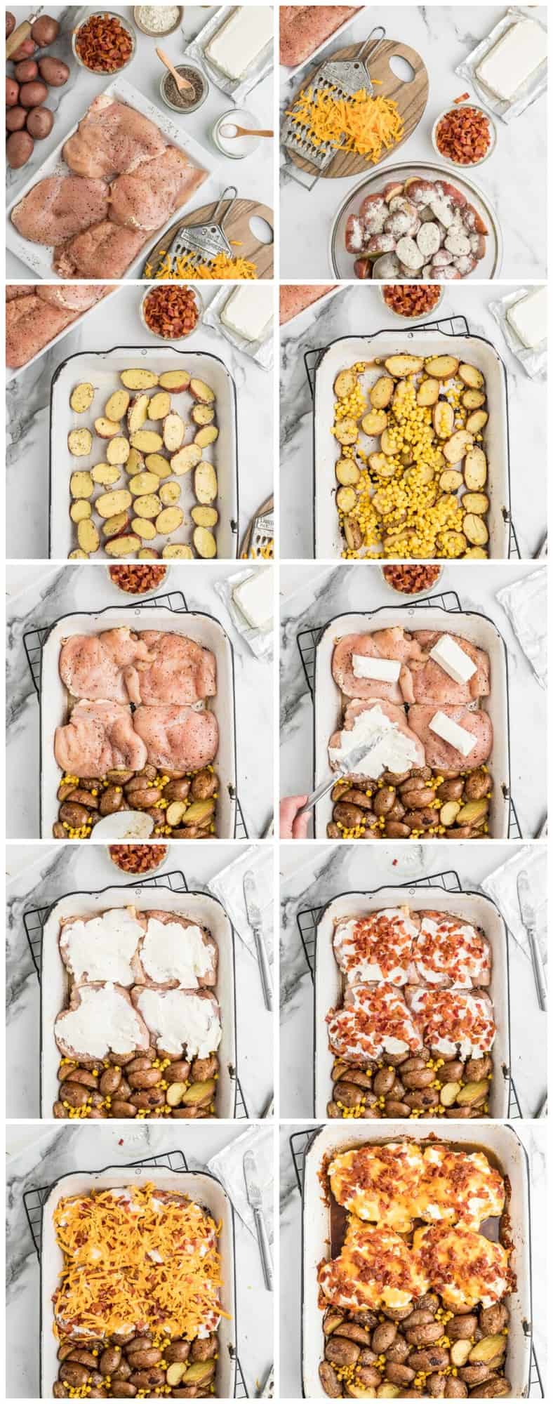 bacon crusted chicken step by step process shots