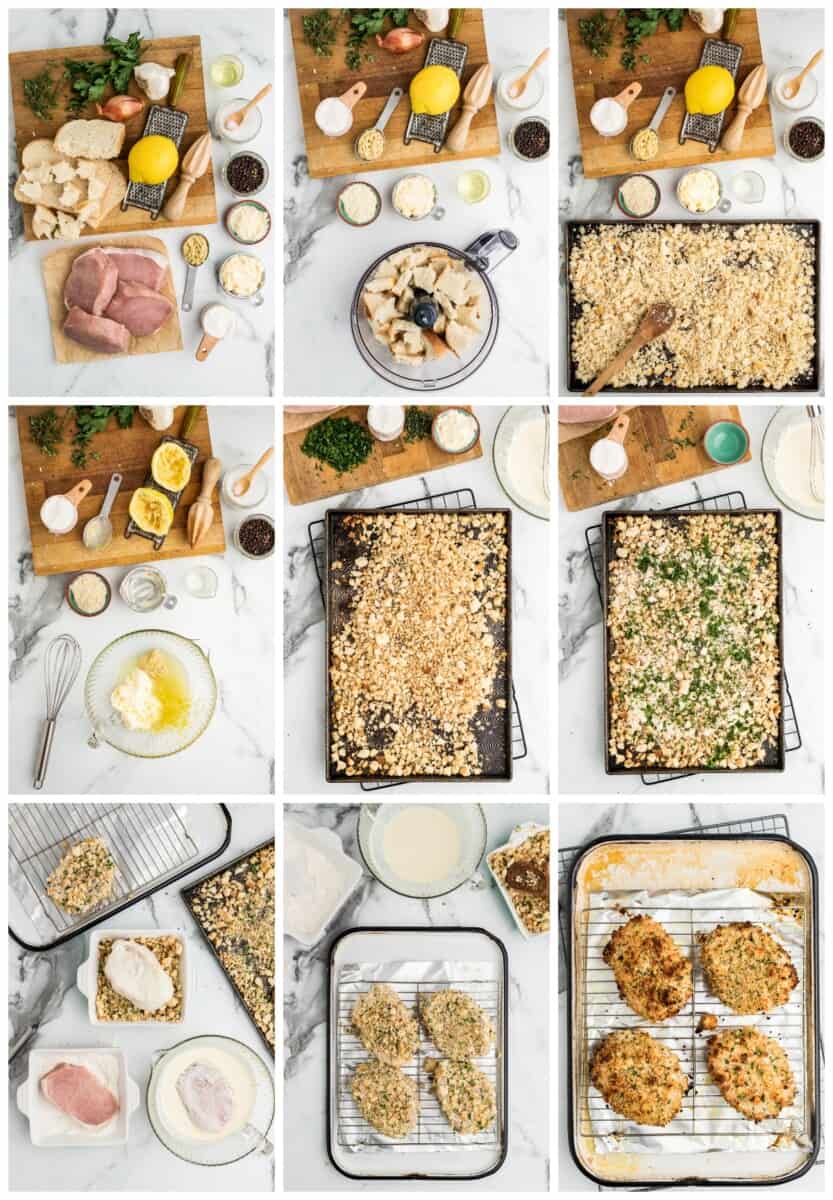 breaded pork chops step by step process shots