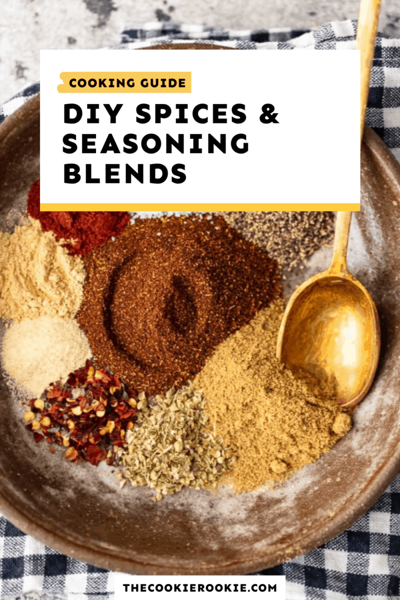 a bowl of spices and seasoning blends with the text cooking guide diy spices and seasoning blends.