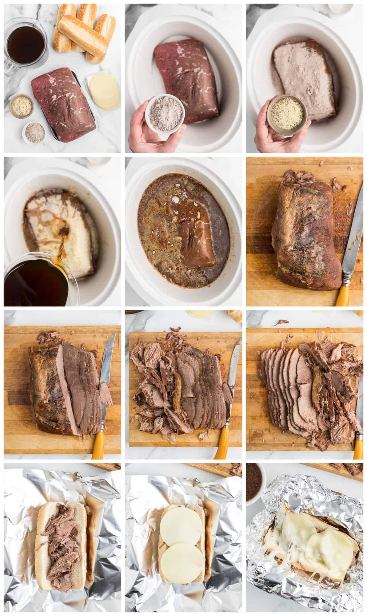 french dip step by step process shots