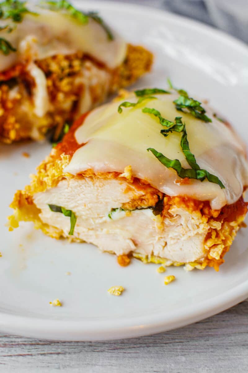 stuffed air fryer chicken parmesan on plate