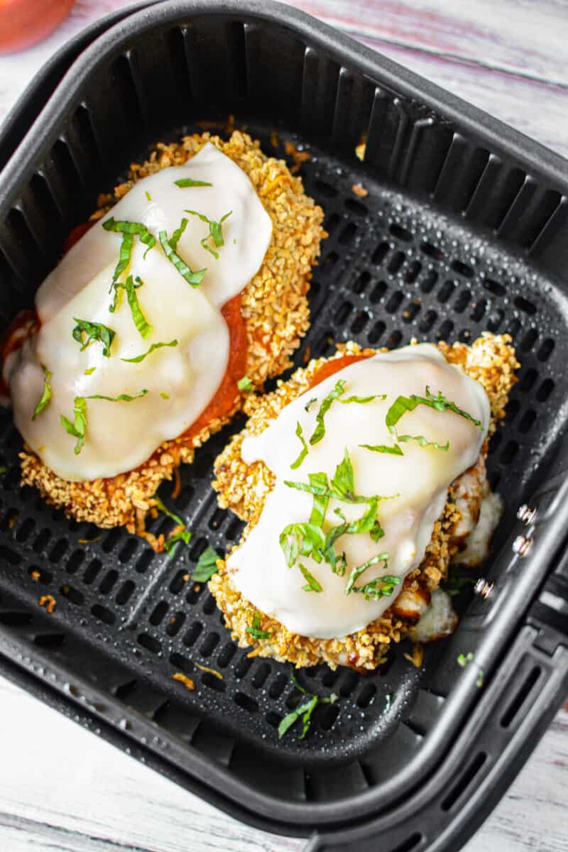 air fryer stuffed chicken parmesan in air fryer