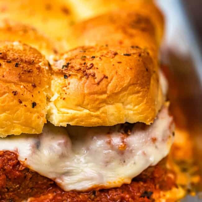 baked meatball sliders in pan
