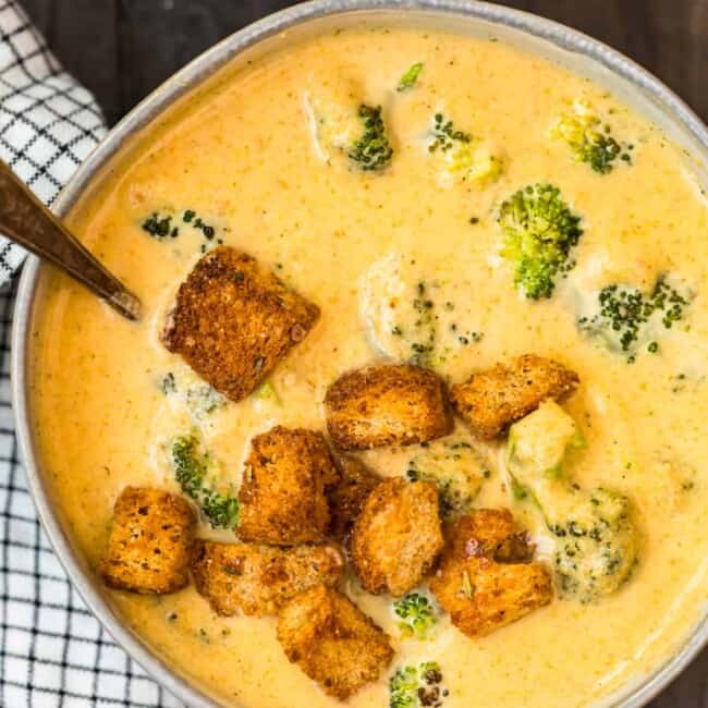 broccoli cheese soup overhead