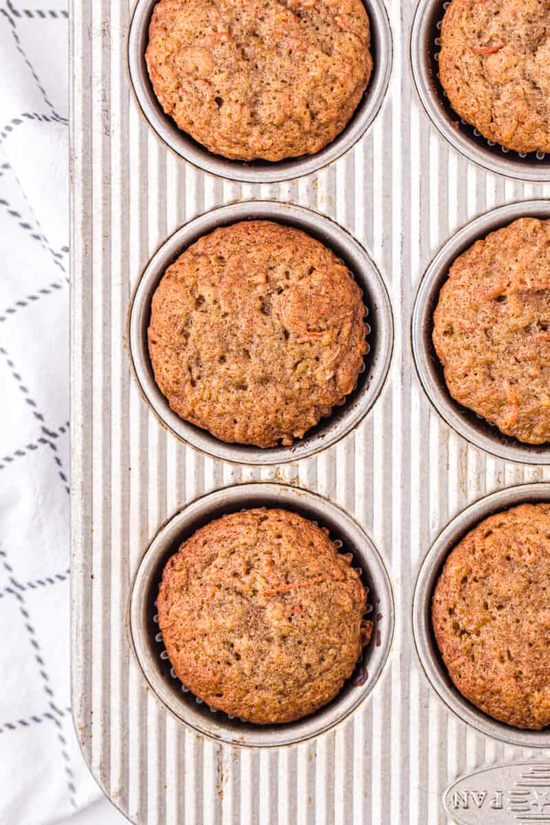 carrot cake cupcakes in cupcake tin